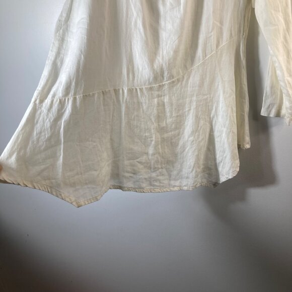 Womens Tiar Bellomo Linen Lagenlook Tunic Flower Detail Ivory M - Picture 6 of 9